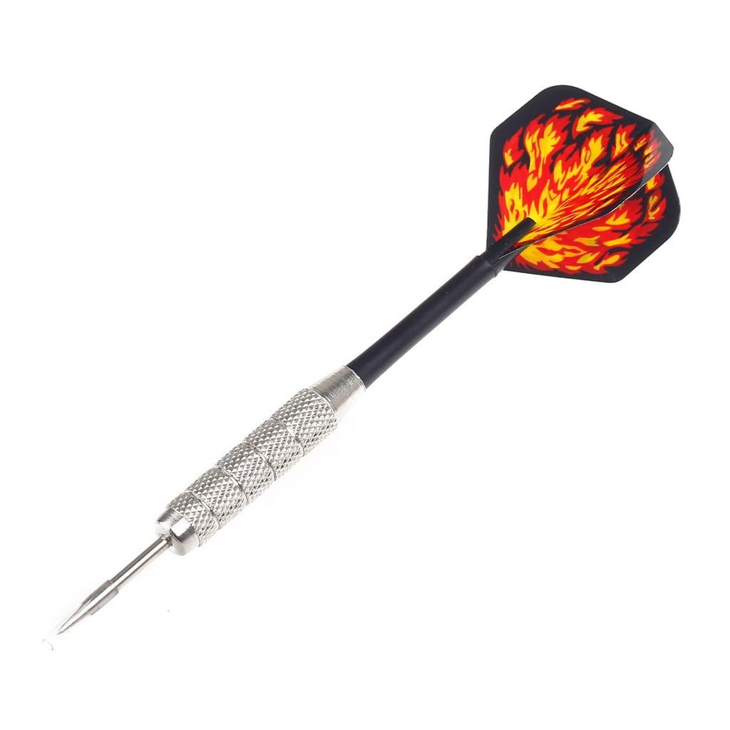 Fire Pattern Sharp Copper-Plated Iron Plastic Darts for Dart Game - Black + Silver (3 PCS)