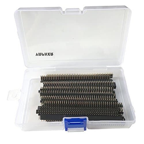VAPKER 8 Value 2.54mm Breakaway PCB Board 40 Pin Male and Female Pin Header Connector Kit for Arduino Prototype Shield DIY Pack of 40 with plastic box(each 5 pcs)
