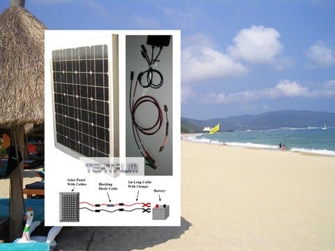 40w 40 watt High-Efficiency Mono-crystalline Solar Panel Battery Charger Maintainer Kit/Blocking Diode Cable/2m Long Cable and Clamps for RV, Home, Boat, Pool