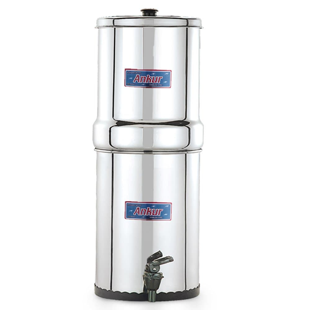 Ankur - 34 LTR Stainless Steel Water Filter with 3 Ceramic Candles