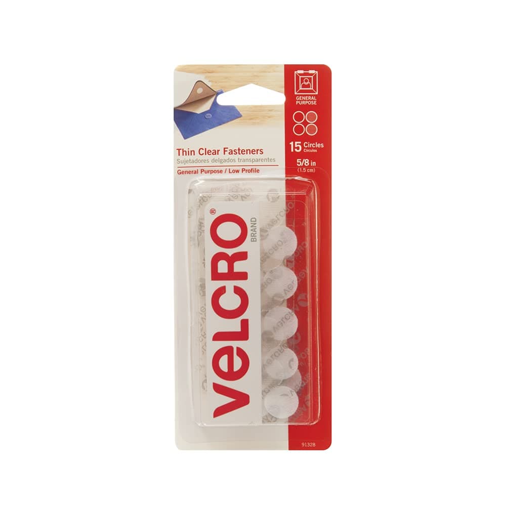VELCRO Brand 91328 Sticky Back Coins 5/8" 15/Pkg-Clear, 5/8in Pack