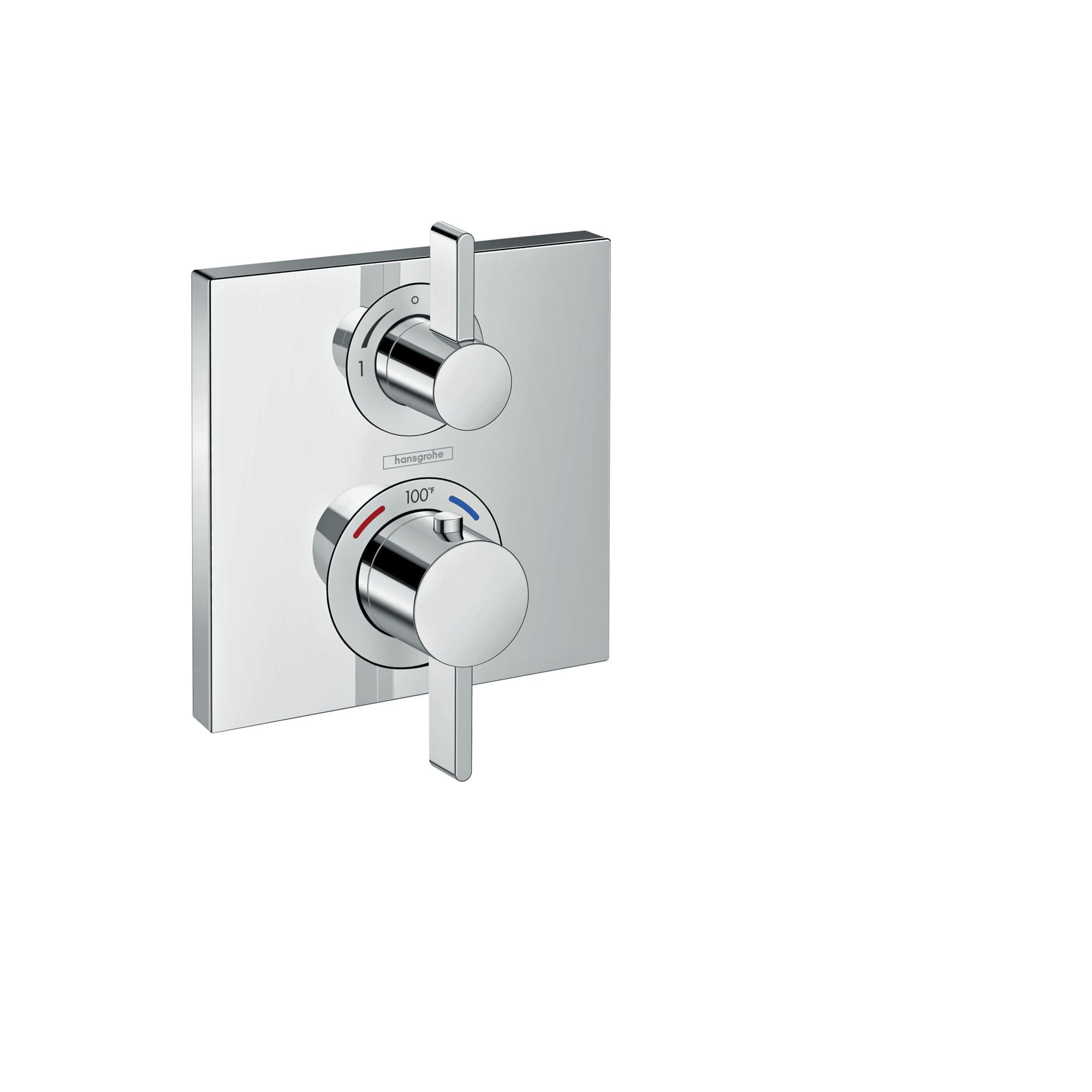 Ecostat Square Modern Thermostatic Shower Valve Trim with Temperature Control and Diverter in Chrome, 15714001
