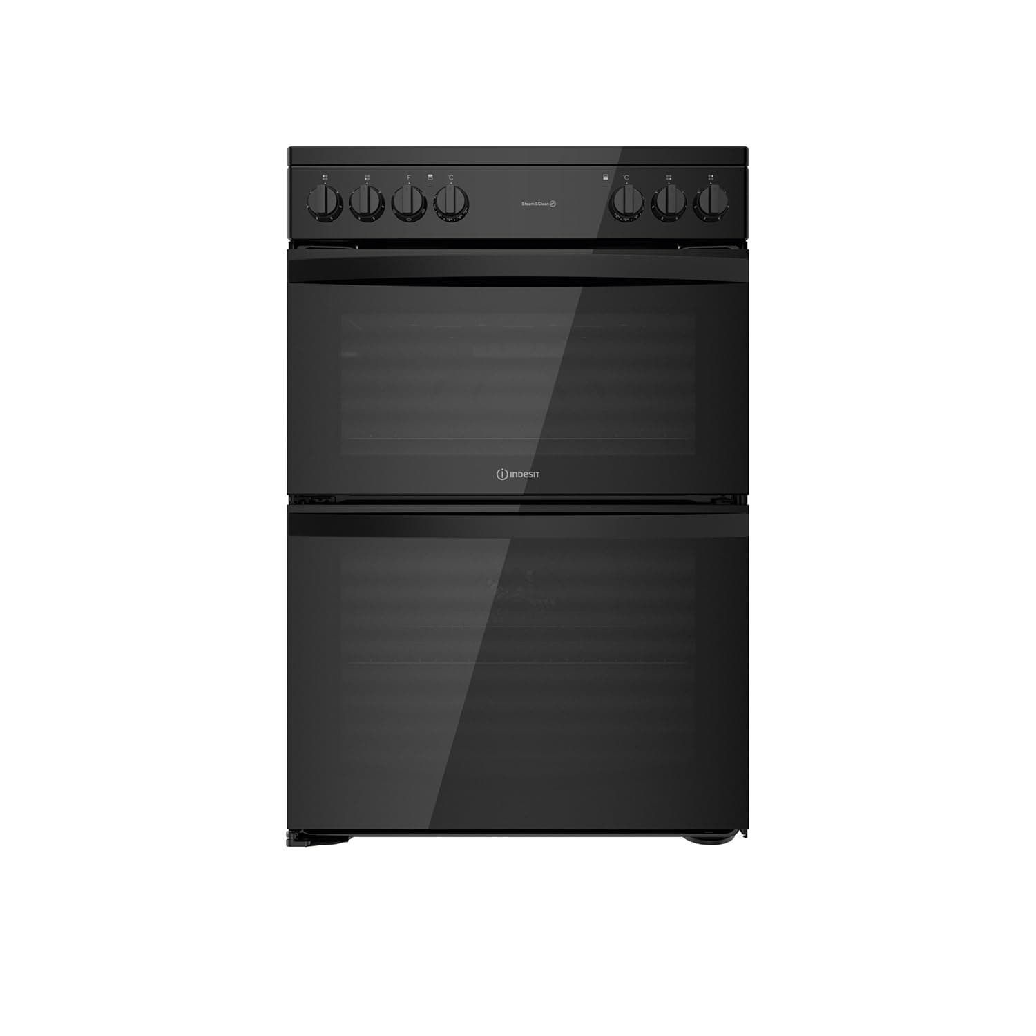 Indesit 60cm Double Oven Electric Cooker - Black