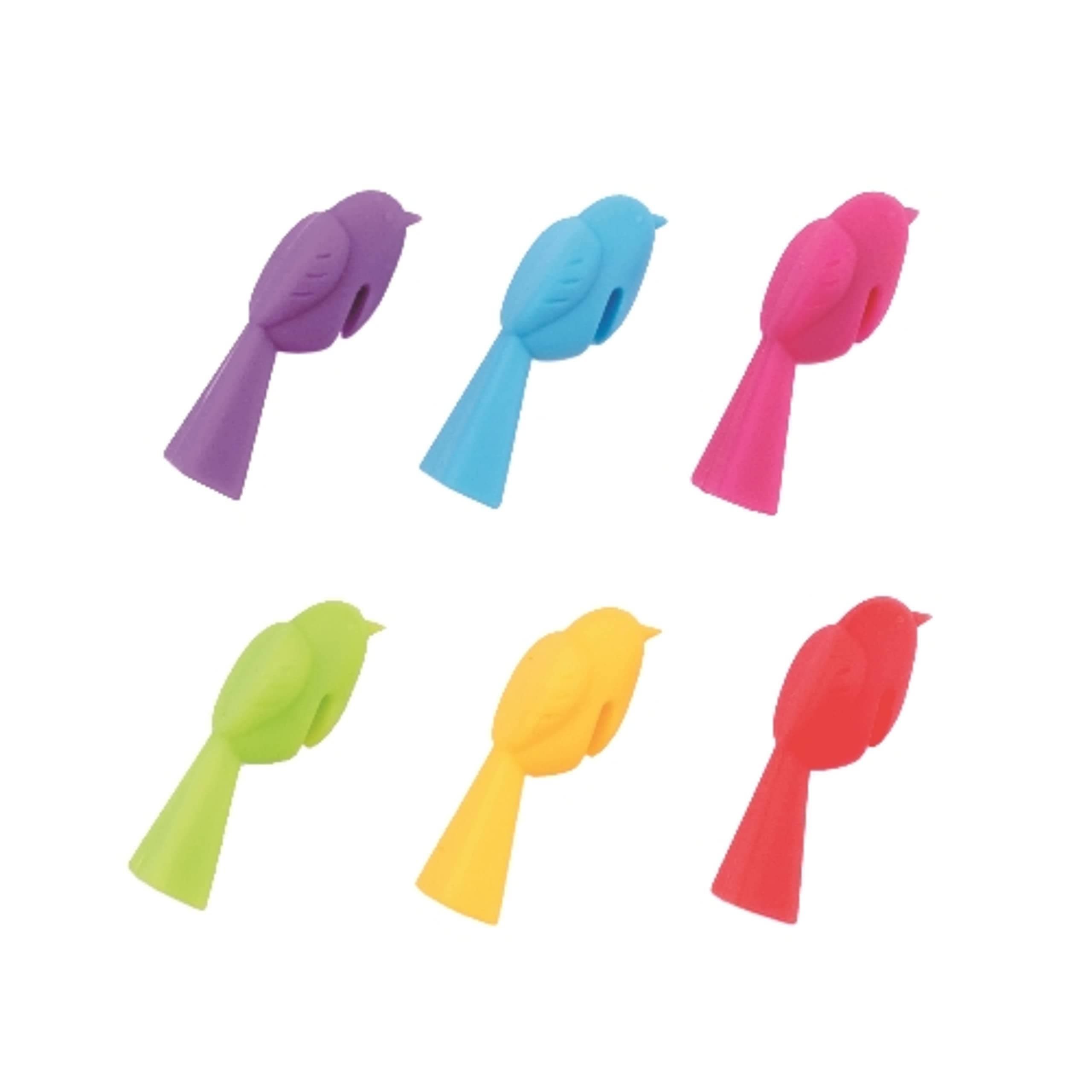 True Chickadee Glass Charms for Drinks, Set of 6, Silicone Drink Markers for Glasses, Glass Markers for Drinks, Wine Markers, Drink Charms, Multicolor