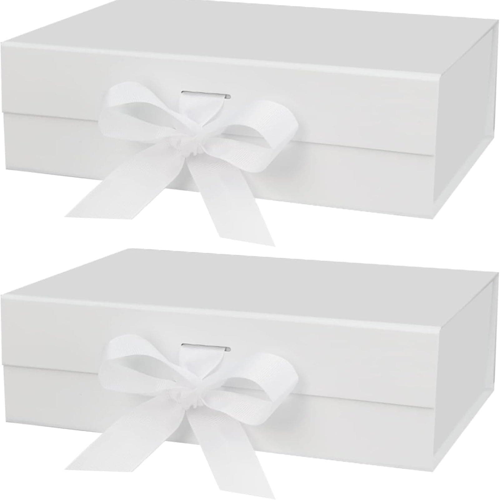 YHOME 2 Pack Large Gift Box with Lids 10.2x 6.6x 4.3 Inches, Magnetic Gift Box for Presents with Lid for Women, Paper Wedding Favor Boxes,Birthday Gift Box Bulk, Party Favor Boxes (White)