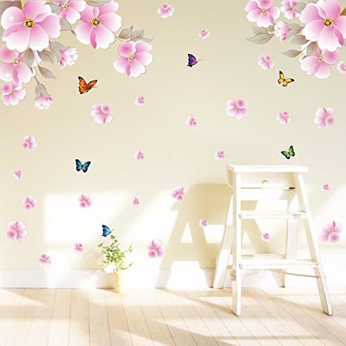 Romantic Flower wall mount TV wall decor decals cozy bedroom living room green cd united marriage room sticker ,240150cm