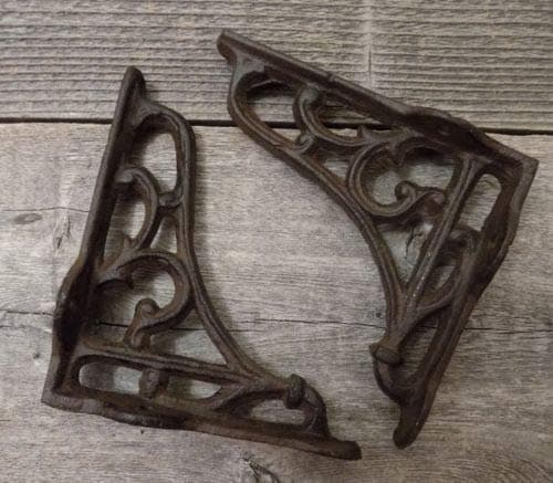 2 Antique Style Shelf Brace Wall Bracket Cast Iron Brackets Small 4 1/8" X 3 5/8