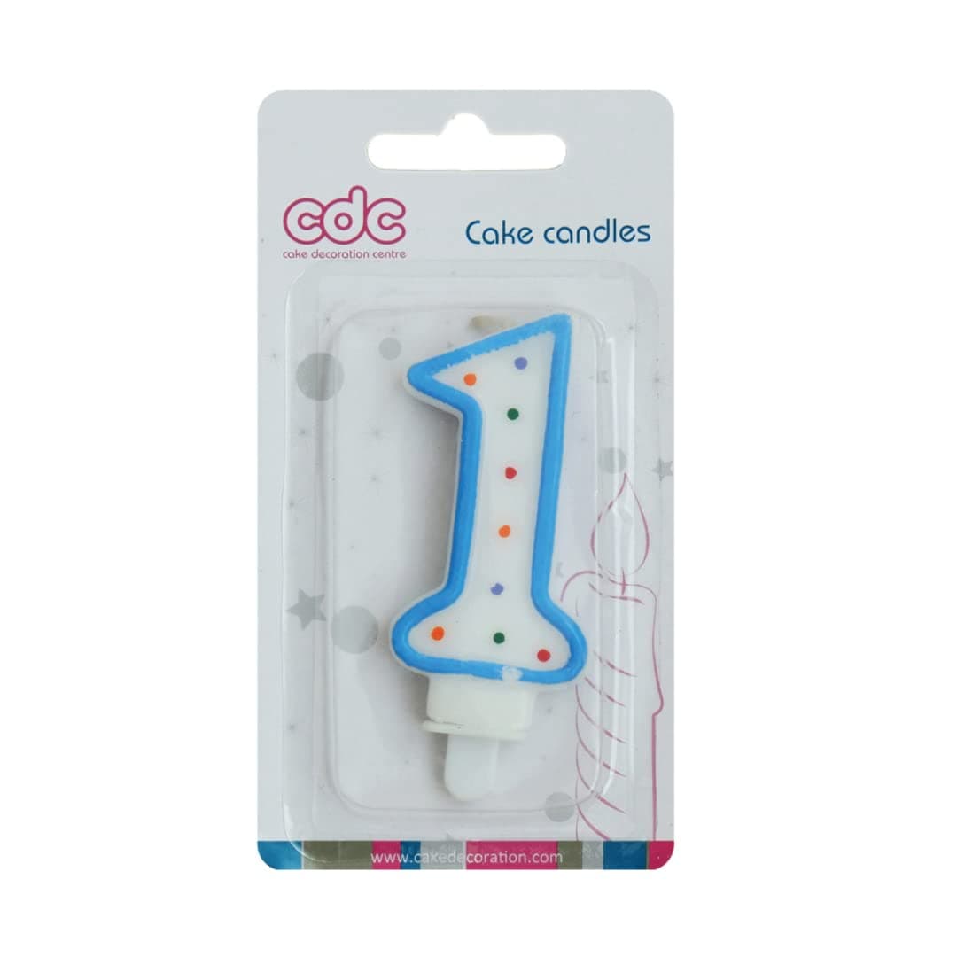 Candle Numeral CDC with holder N. 1 Blue 26003