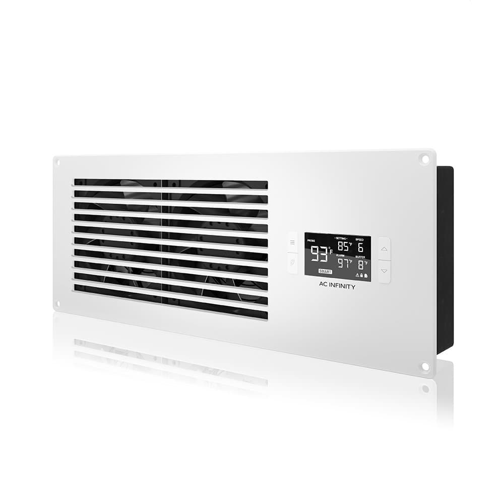 AC Infinity AIRFRAME T7-N White, High-Airflow Cooling Fan System 400mm, Intake Airflow, for AV Equipment Rooms, Closets, and Enclosures, 16-Inch