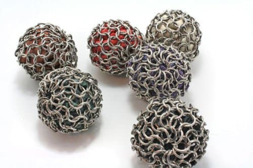 Tangled Metal: Stainless Steel Hacky Sack Leather And Chainmail - WHITE (Footbag)