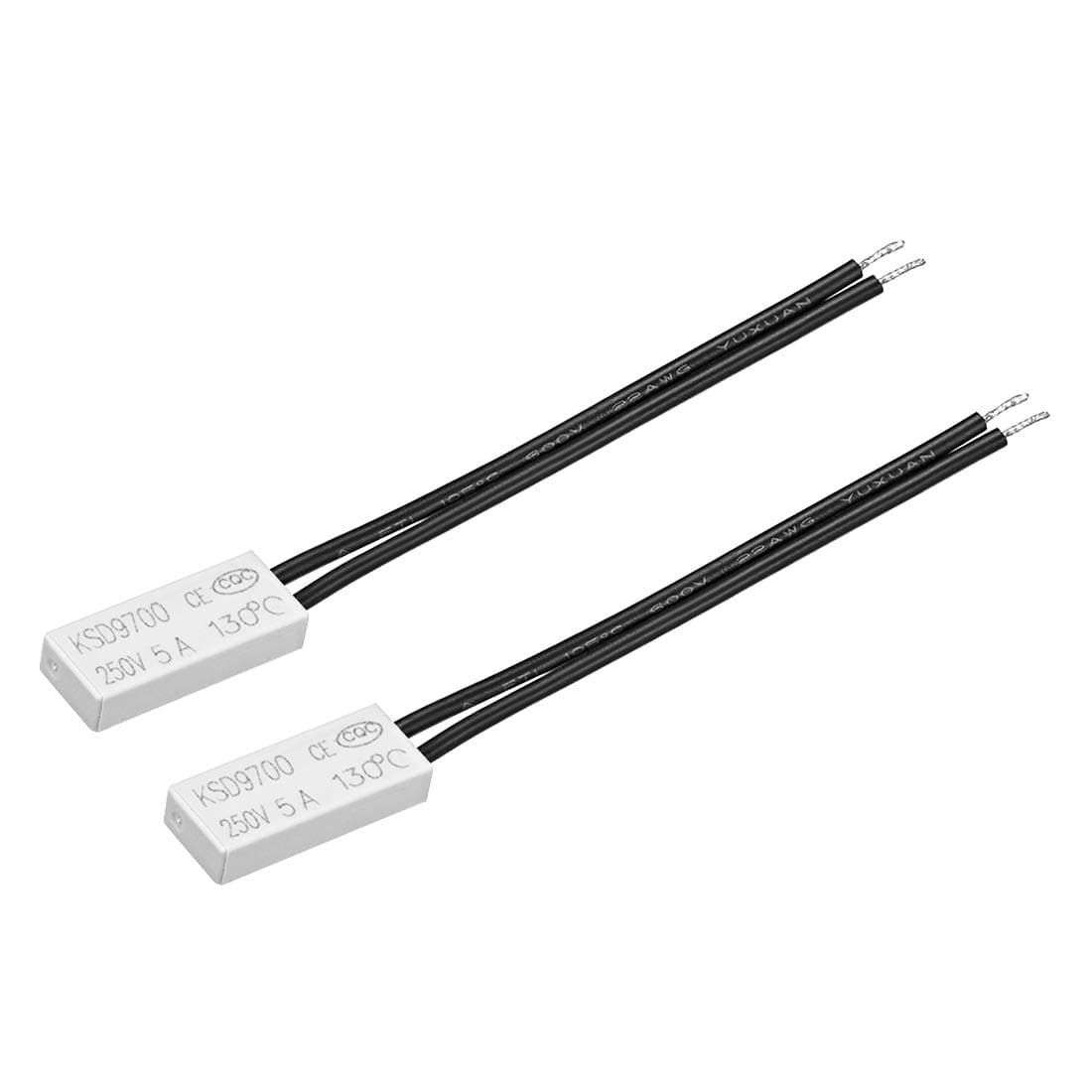 uxcell Normally Close Temperature Switch, 130℃ N.C 5A Thermal Switch Thermostat Temperature Control Switch Controller 2pcs