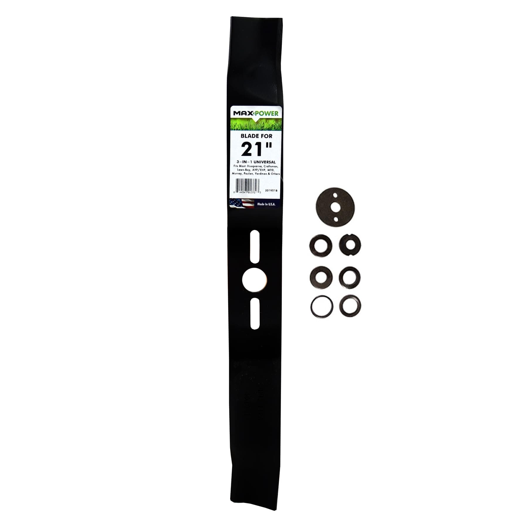 Maxpower 331951B Universal 3-N-1 Blade for 21 in. Cut Mower, black
