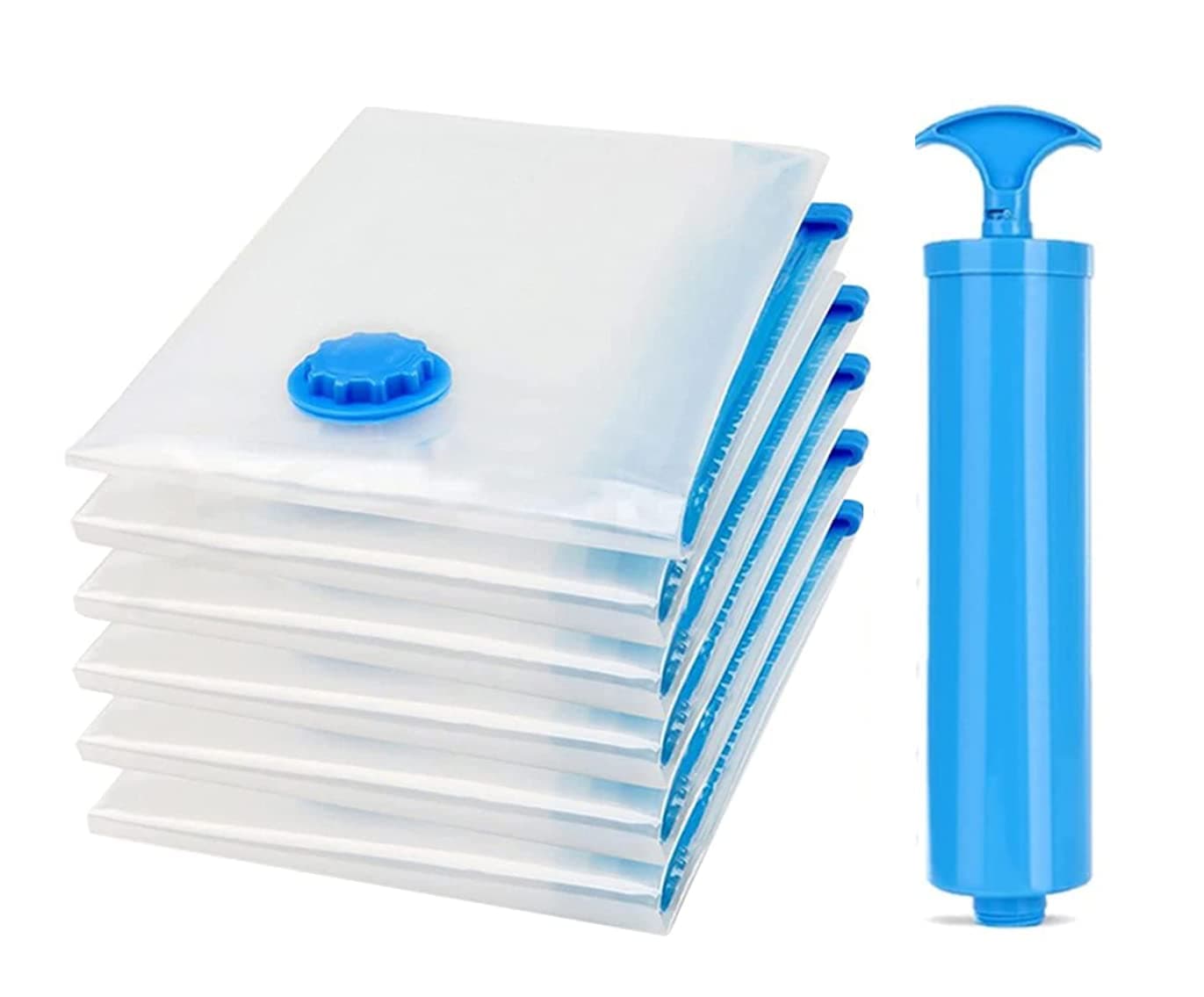 SKY-TOUCH Vacuum Storage Bags Large 6 pack with Suction Pump, 70 x 100 cm Reusable Compression Bags Space Saver, Vacuum Bag for Packing,Clothes, Bedding, Travel