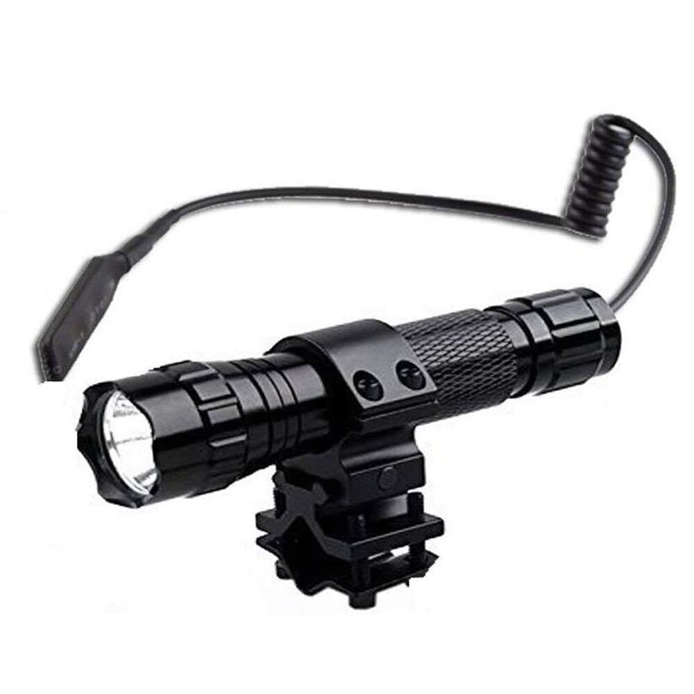 500 Lumen Gun Light Tactical Flashlight Light+Pressure Switch For Picatinny Quad Rail Rifle With Barrel Mount (white light)