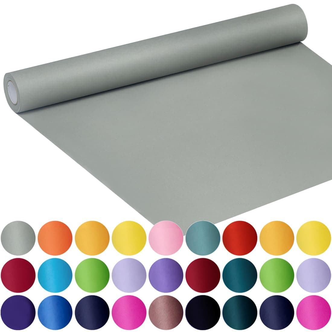 SMART&CASUAL 17.8" x 760" (63') Light Grey Kraft Craft Paper Roll for Gift Wrapping Bulletin Board Bouquet Flower Kids Art Packing Parcel Table Covering 80GSM 55LB (Light Grey, 17.8" x 63')