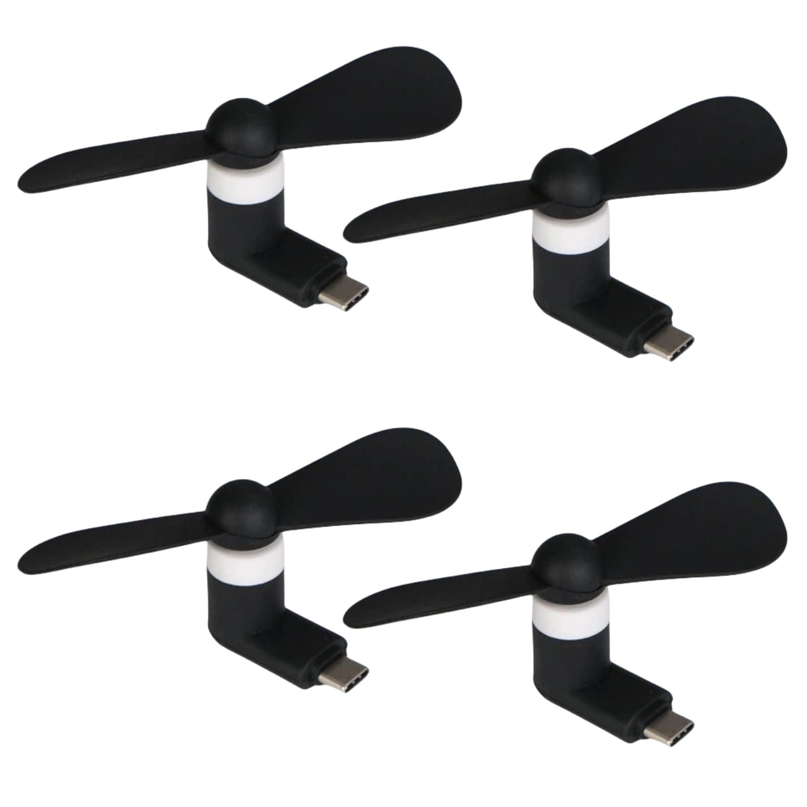 Phone Fan USB C, 4 Pack Mini Portable Cell Phone Fan for iPhone 16/15 and Android Cellphones with Type-C Port, Small Personal Travel Pocket Fans Summer Gadgets (Black)