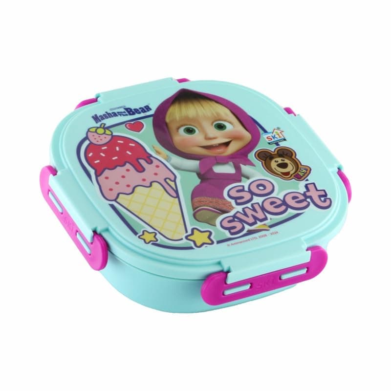 SKI Baker Insulated 3 Grid bento Lunch Box with Stainless Steel Inner and a Steel Spoon- Masha & the Bear