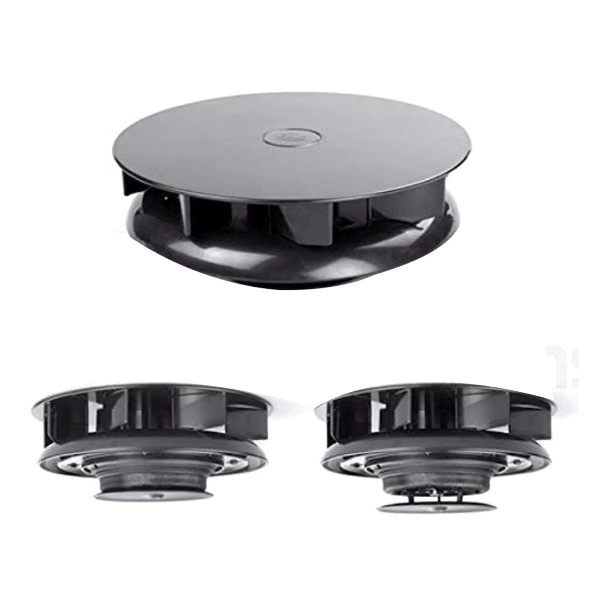 Small Low profile rotary roof vent for vans buses - BLACK - wind driven rotating ventilator