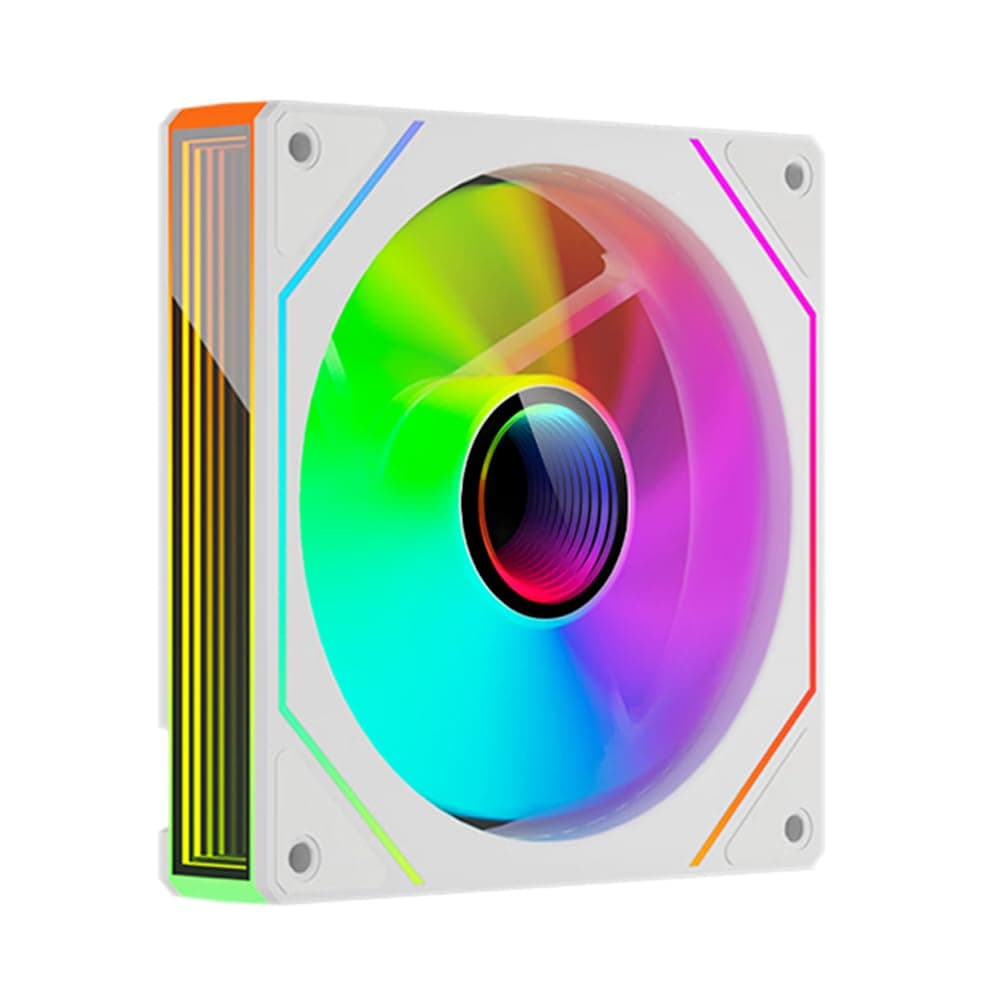 ICOLER Prism 4 MAX 120mm ARGB Reverse case Fan,Infinity Mirror RGB Light Effect 5V 3PIN Motherboard Light Sync 800~1600RPM PWM PC Fan Suitable for Computer Case and CPU Cooler(White)