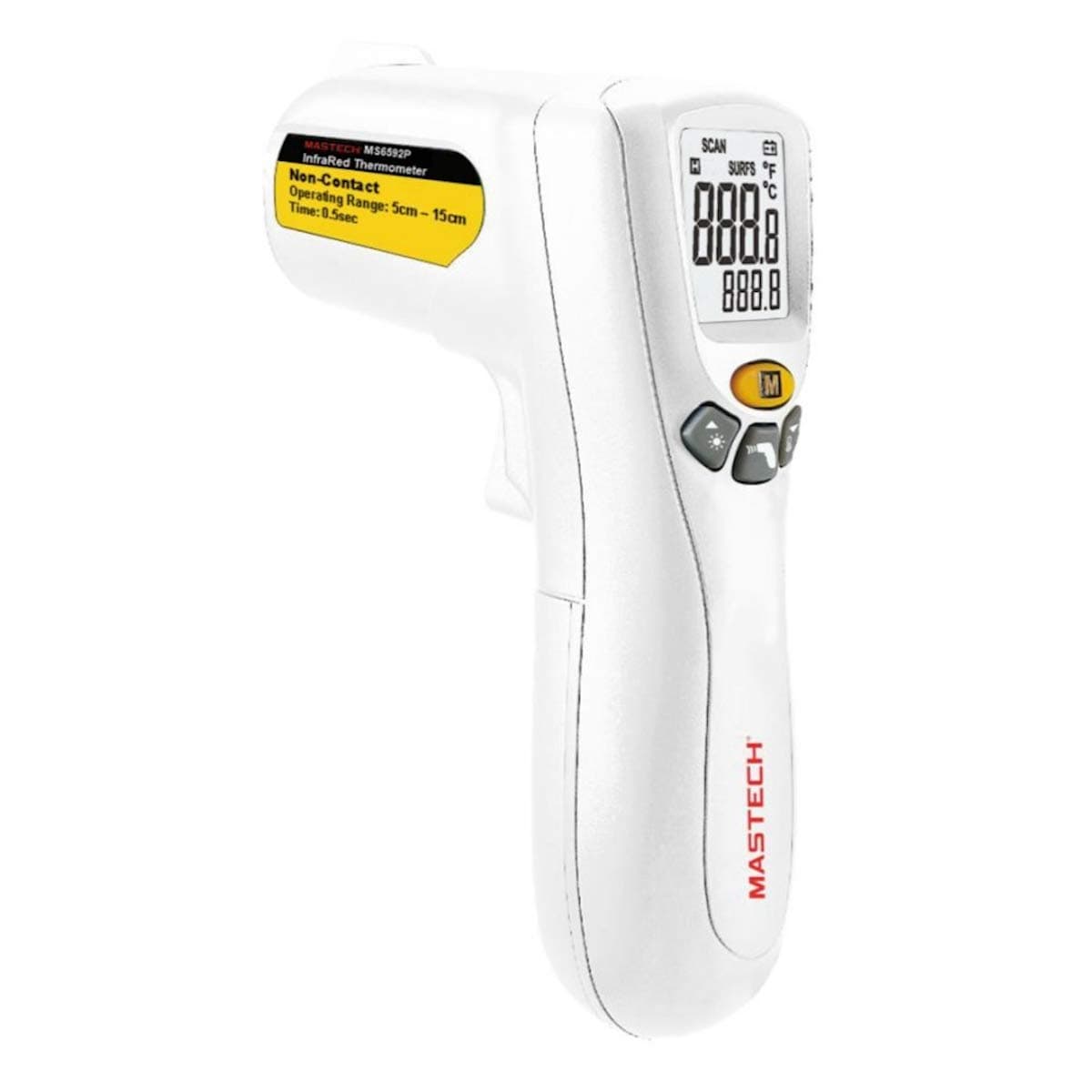 MS6592P Digital Infrared Thermometer with 2 Functions, Non-Contact Temperature Measurement (between 32o-42o) and Surface Temperature Measurement (0oC-100oC) 143 X 99 X 47 mm