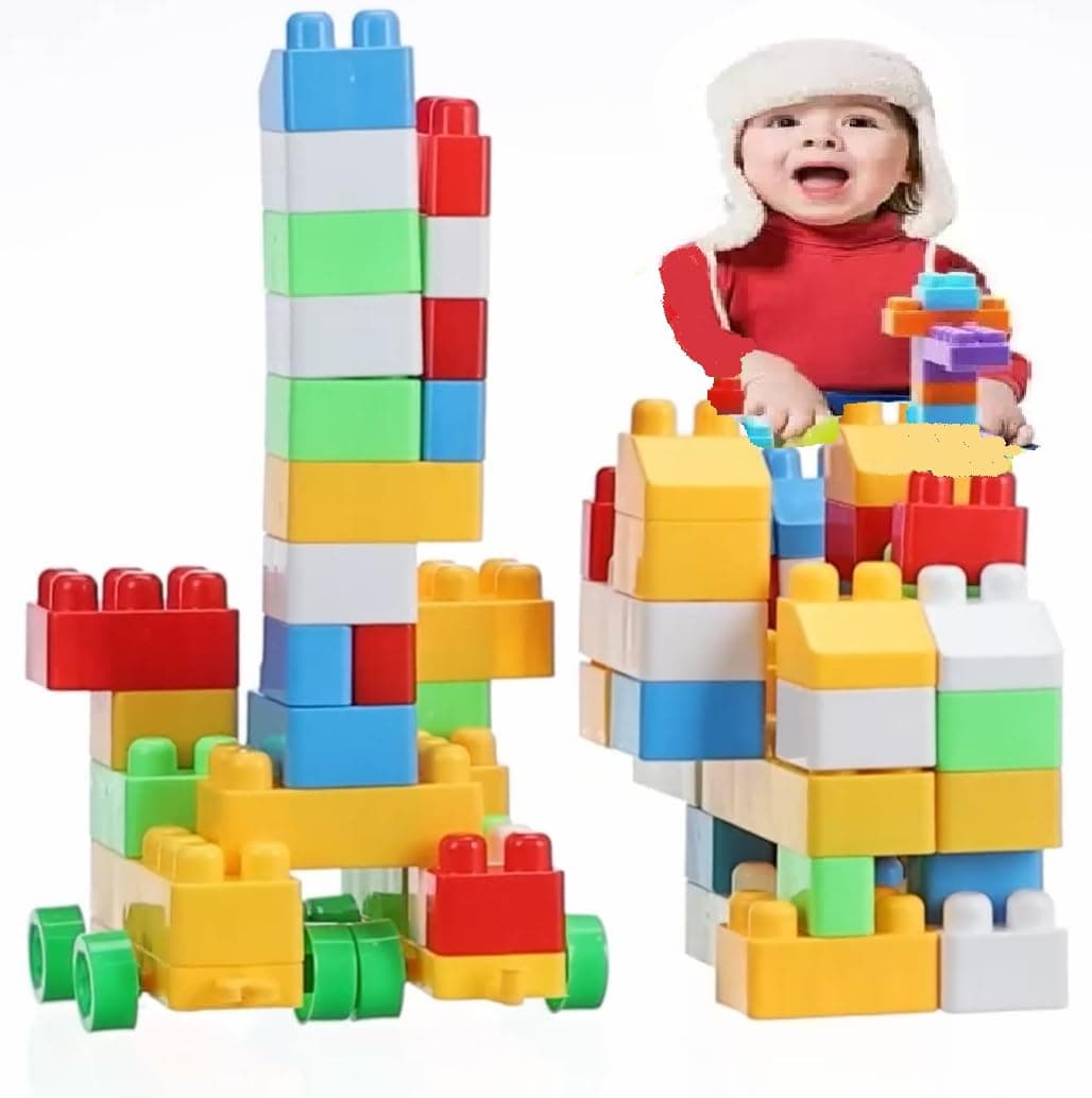 ANKIRANT MEGA Piece Building Block Toy Set with Jumbo Brightly Colored 8 Unique Fun Shapes Giant Big Blocks for 3 Years Old Boys & Girls Kids Best Gift Toy Educational Learning Game (MEGA)