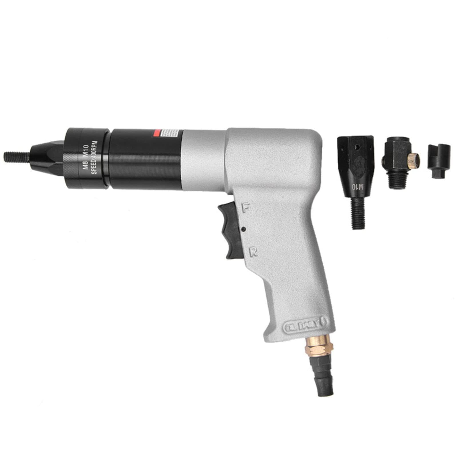 Pneumatic Riveting, High Performance Air Riveter with Self Locking Design, Ergonomic Anti Slip Handle, for Metal Plate Pipe Riveting Projects, Includes Nut Chuck and (M8/M10 KP-7323)