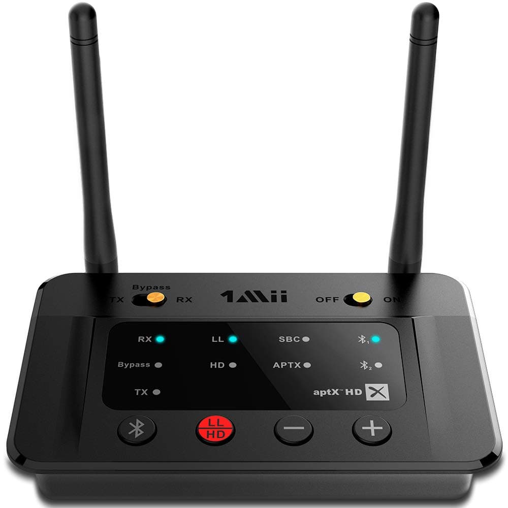1Mii B03Pro Bluetooth 5.0 Transmitter Receiver 3-in-1 Long Range Bluetooth Audio Adapter for TV Home Stereo BT Headphones aptX HD & aptX Low Latency Audio Transceiver for Audio Input/Output Devices