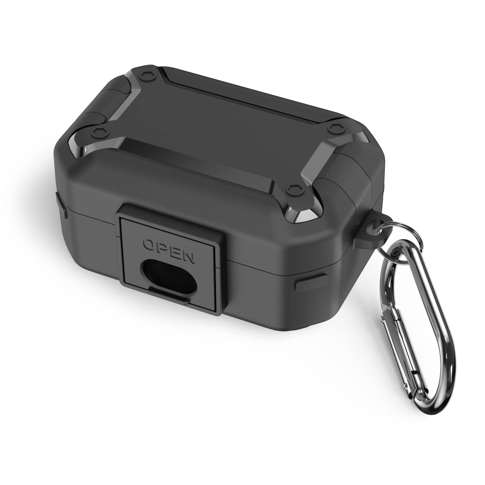 WOFRO Case for Sennheiser Momentum True Wireless 3 Earbuds with Secure Lock Clip Hard Shell Protective Cover Military Armor Series Full-Body Shockproof with Carabiner (Black)