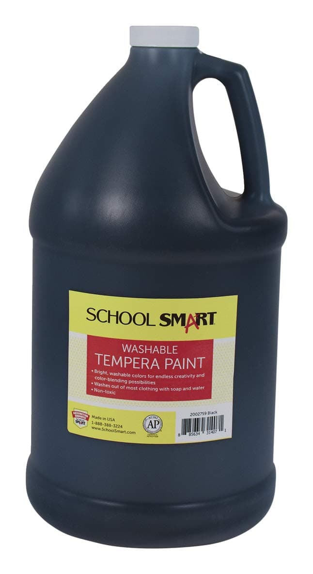 School Smart Washable Tempera Paint, Black, 1 Gallon Bottle