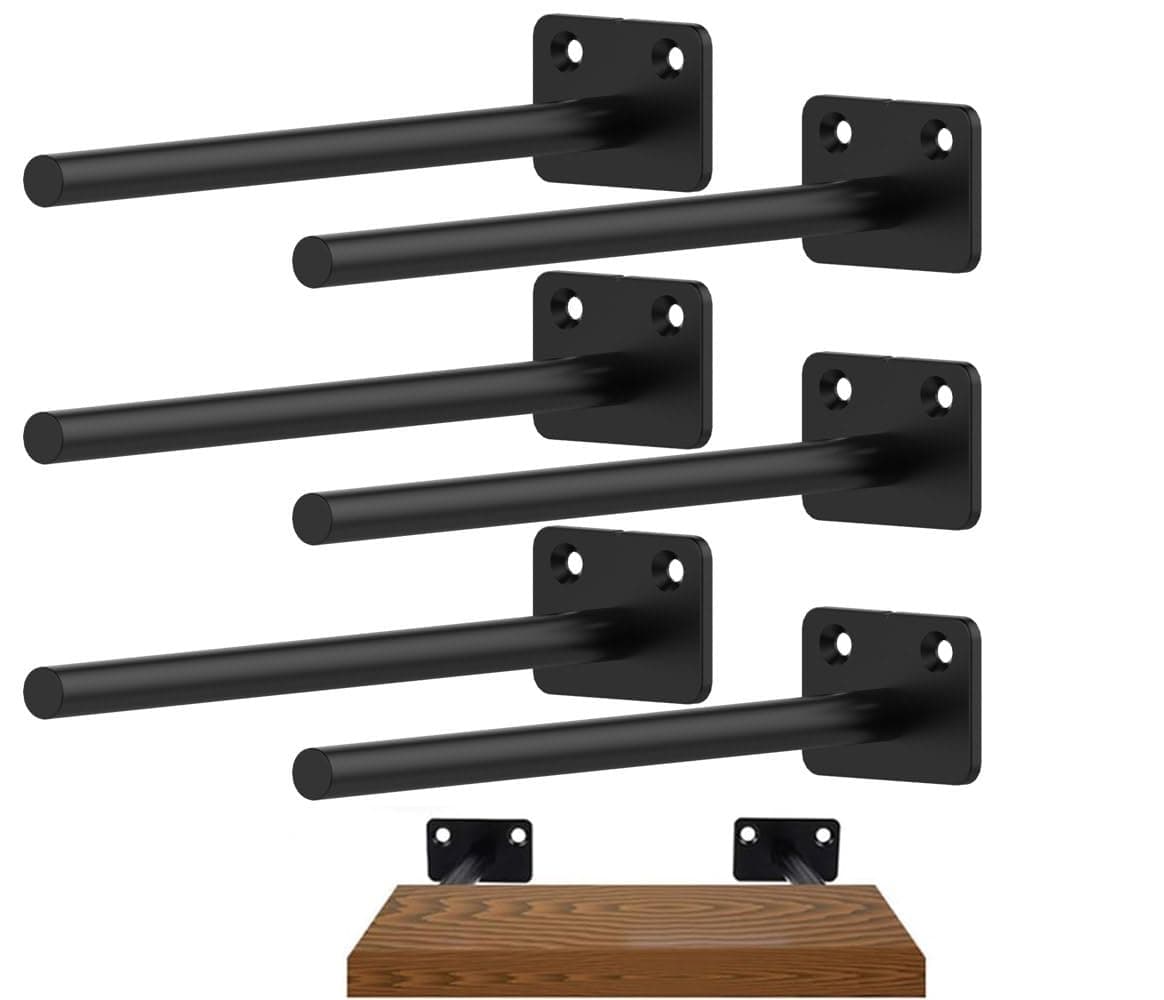 Floating Shelf Brackets, 8 inch Hidden Shelf Brackets Heavy Duty Blind Shelf Support, 150LBS Load Capacity, 6 Pack Floating Shelf Hardware for DIY Wood Wall Floating Shelves