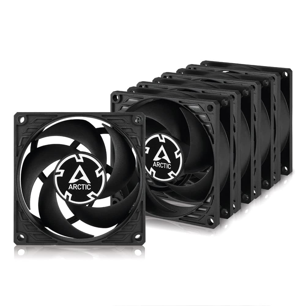 ARCTIC P8 PWM PST Value Pack (5 Units) - 80 mm PC Case Fan with PWM PST, Pressure-optimised, 200-3000 RPM Range, Noise Level: 0.3 Sone, Airflow: 23.4 CFM