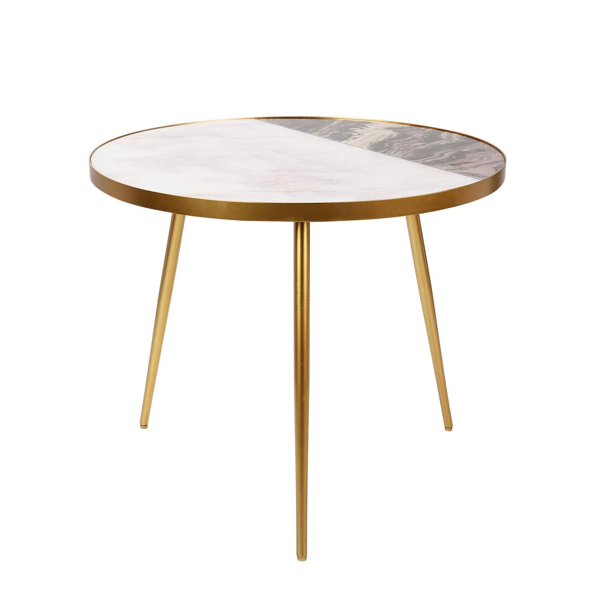 Modern Faux Marble Top Side End Table with Gold Frame (24x24x20-inch, White Marble Look)