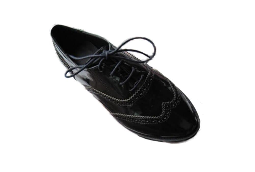 Tweenix Women's PU Leather Classics Lace Up Dress Low Flat Heel Oxford Shoes