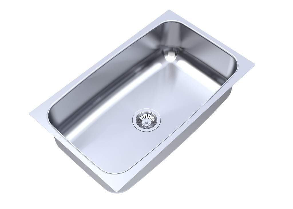 Carysil Elegance Series Single Bowl Kitchen Sink, Stainless Steel Kitchen Sink, 304 Stainless Steel Coupling, Noise Reduction Design, Deep Bowl with Sloping Drain, 30x18x9 inches, Glossy Finish