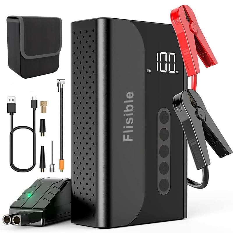 Jump Starter with Air Compressor, Portable Car Battery Charger, 2000A 150PSI Jump Box with LCD Digital Tire Inflator, 12V Car Battery Booster for 6.0L Gas or 3.0L Diesel Engines