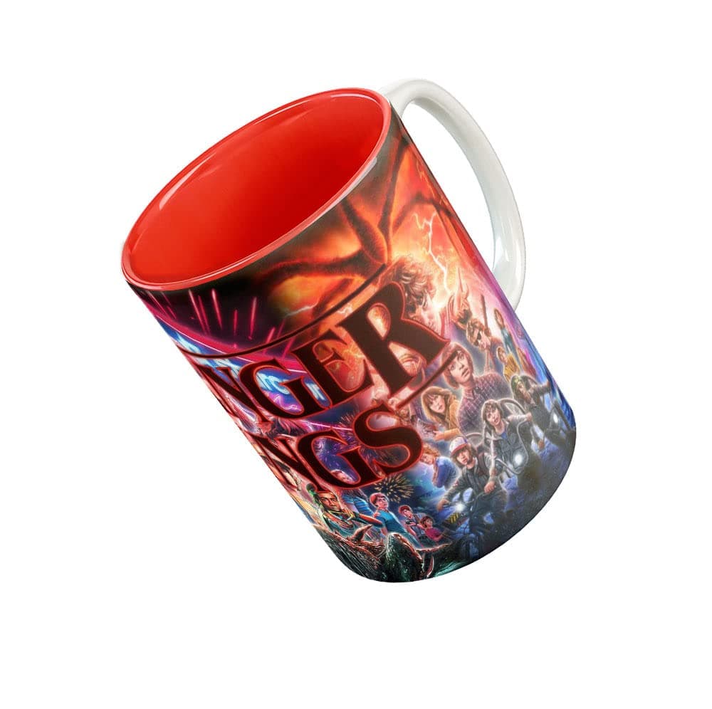 Tee Mafia Stranger Things Mug with Print | Web Series red Coffee Mug | Coffee Mug for Friends | Netflix Coffee Mug | 330 ml, Microwave & Dishwasher Safe