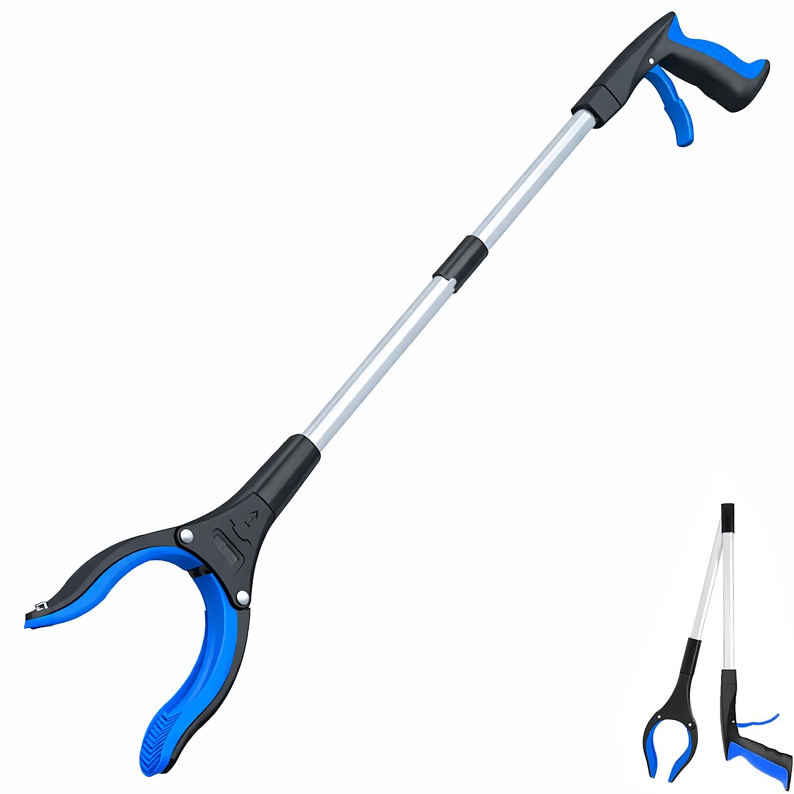 Grabber Reacher Tool - 32” Extra Long Foldable Gripper and Reaching Tool - Heavy Duty Pick Up Stick Grabbers for Seniors, Trash, Surgery Recovery Must Haves Gifts (Blue)