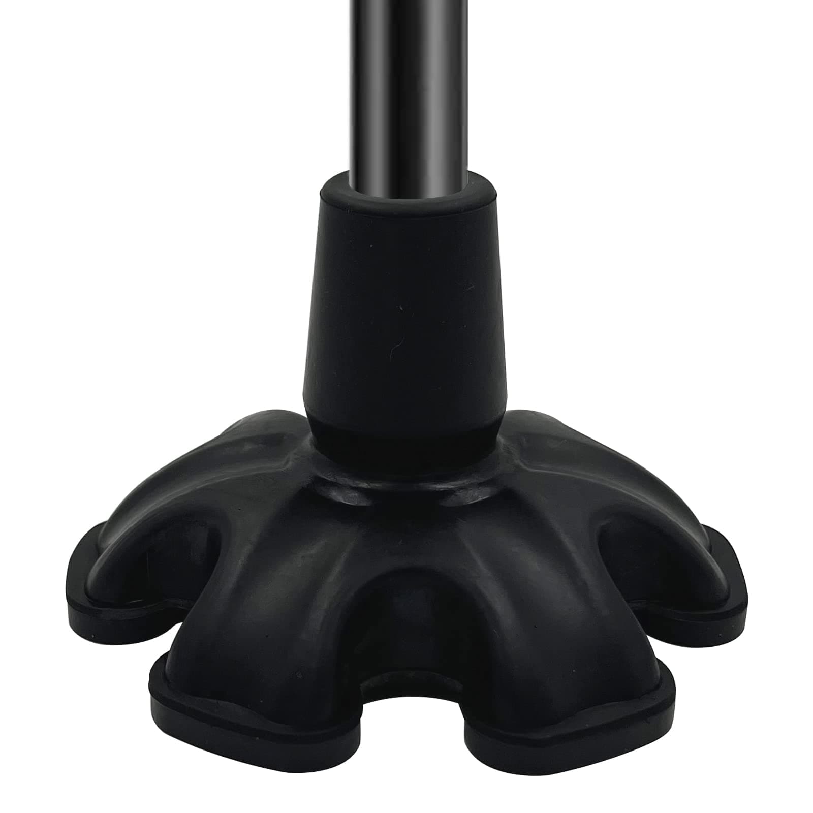Cane Tips - 3/4 Inch Replacement - Heavy Duty Rubbers Self Standing 6 Support Feets Base Replacement Walking Canes, Walking Sticks, Folding Canes - 6 Prong Rubber Cane Foot Pad (Black)