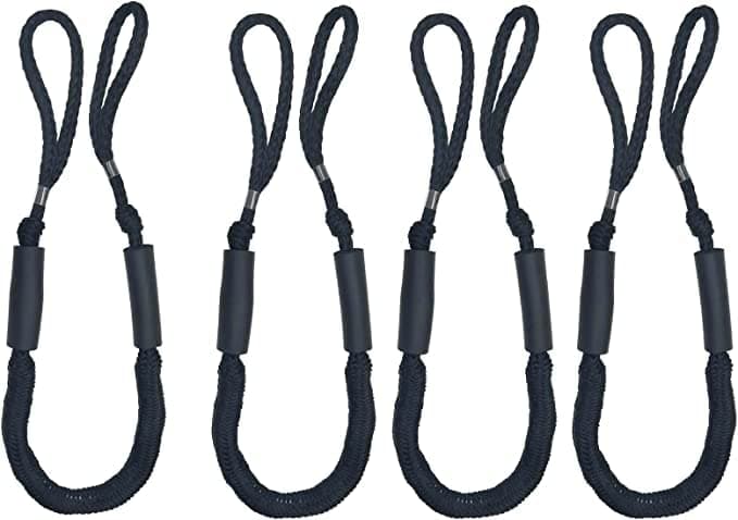 Bungee Dock Line Mooring Rope for Boat 4ft Black 4 Pack
