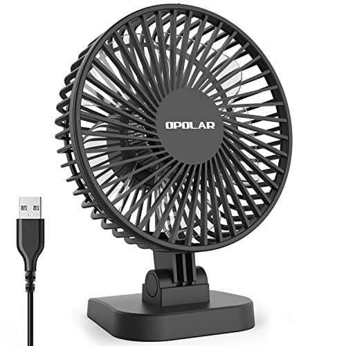 Small USB Desk Fan, Quiet Fan for Office Home Desktop, 3 Settings, Superpower Airflow, Less Noise, 40°Tilting, 3.9 feet Cord, USB Plug In(Black White)