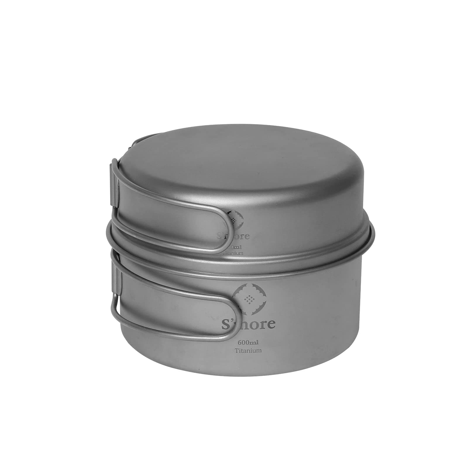 S'more Titanium Cooking Set, Ultralight Eco-Friendly Camping Cookware, Pot and Pan 2 in 1 with Folding Handle for Hiking, Traveling, and Picnic