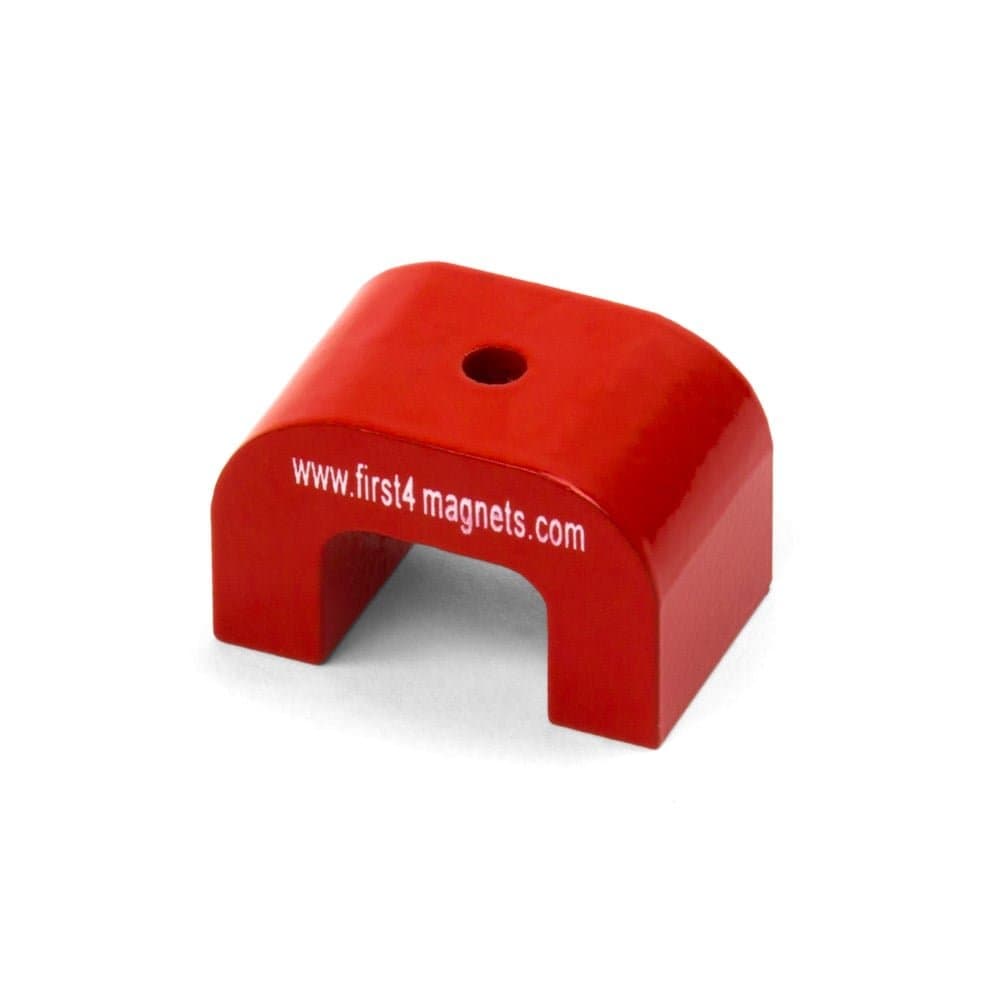 FIRST4MAGNETS Small Red Alnico Horseshoe Magnet for High-Temperature, Engineering, and Manufacturing Applications - 30mm x 20mm x 20mm 4.5mm Hole - 4.5kg Pull