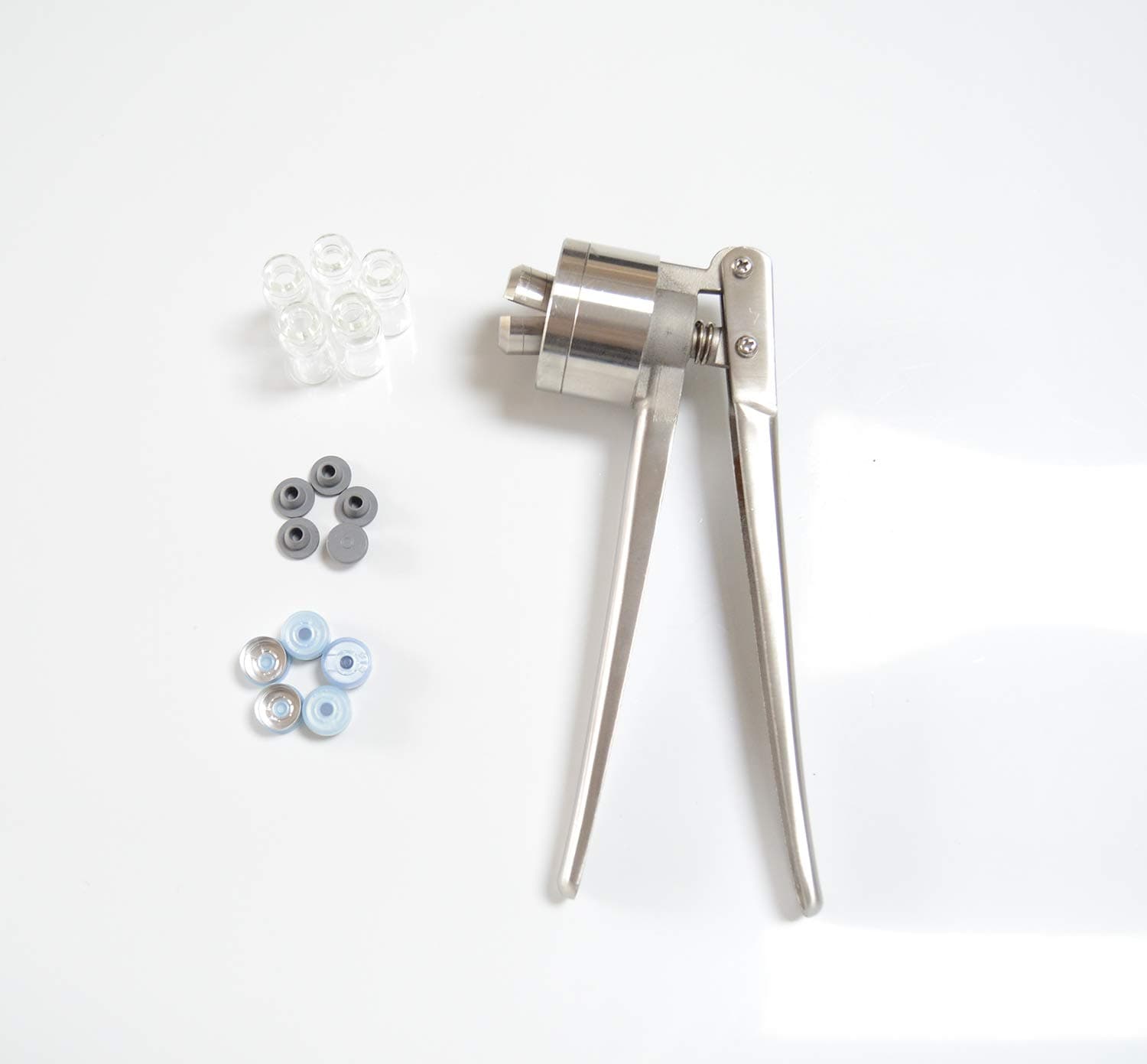 13mm Manual Sealing Jaw Capping Machine Cap Bottle Sealing Machine for Xilin Medical Antibiotics Infusion Bottle CapperCrimper for Crimping13mm Aluminum - Plastic+5 Vials&Stopper&Caps