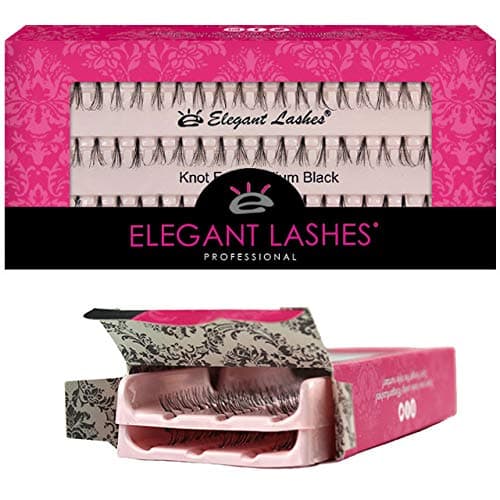 Elegant Lashes Knot-Free Flare Medium Black Individual Eyelashes (Double Pack - 2 Trays)