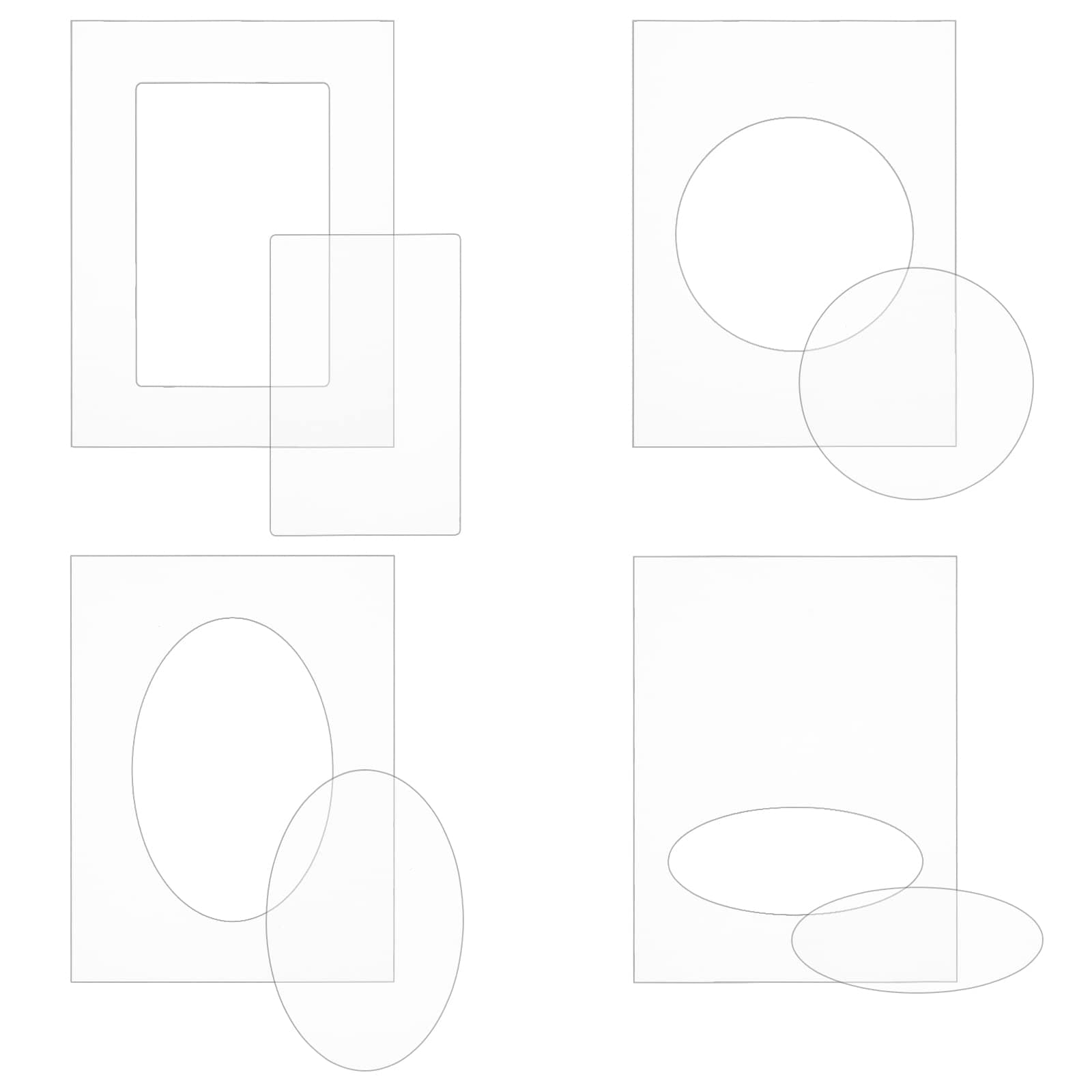 BENECREAT4Pcs 6x4.5inch Rectangle Frame Plastic Embossing Folders, Clear Acrylic Embossing Diffuser Set for Card Making Scrapbooking and Other Paper Crafts, 2.8 mm Thick