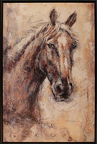 ArtMaison.ca 34-Inch by 50-Inch Framed Hand Painted Acrylic on Canvas, Tina O., Horse Face II