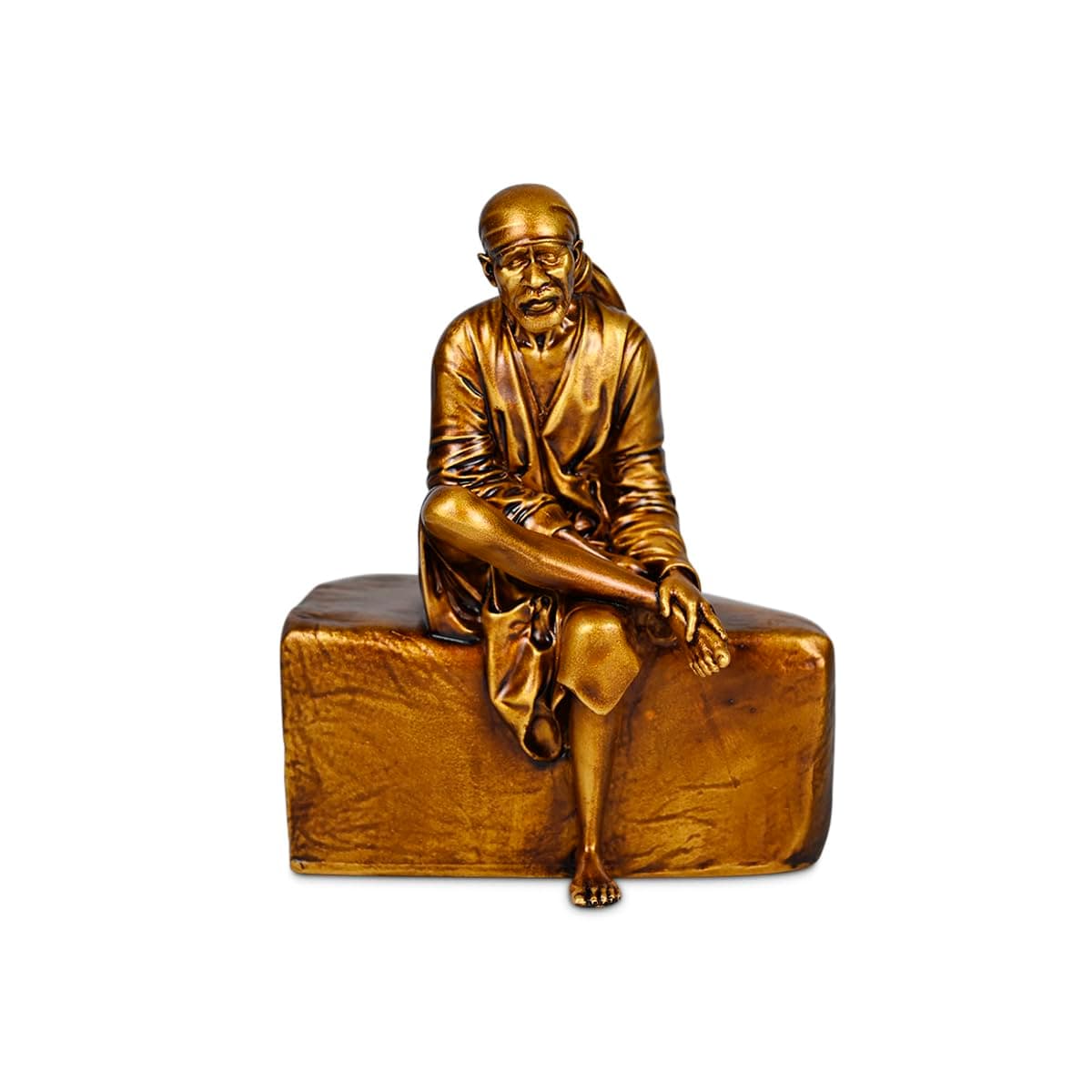 Car Dashboard Resin Sai Baba Idol Home Decor Item Sai Baba Murti Statue for Gift (Pack-1) Height -4 inch
