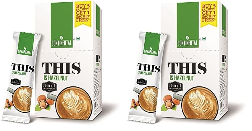 Continental THIS Hazelnut 3 in 1 Premix Instant Coffee 132g (22g*6 Sachets) (Pack of 2)