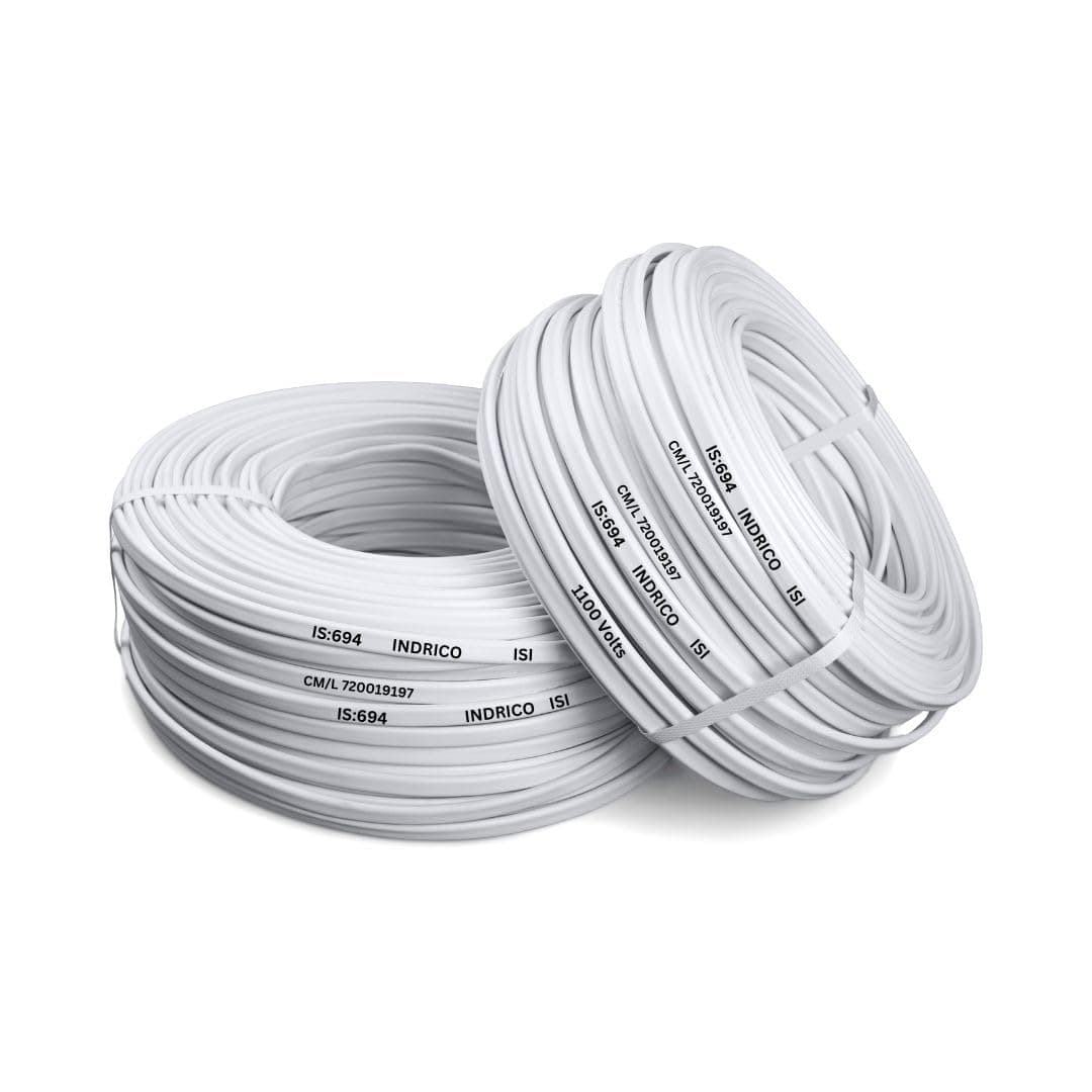 INDRICO Twin Flat 2 core Copper Wires and Cables 0.5 mm for Domestic and Industrial Electric Connections up to 500 watts (Color May Vary) Multi color. (10 YARD)
