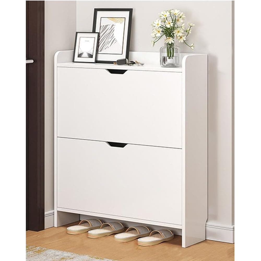 NKX 2 Tier Shoe Rack Organizer Storage Foldable Closet with Doors for Living Room